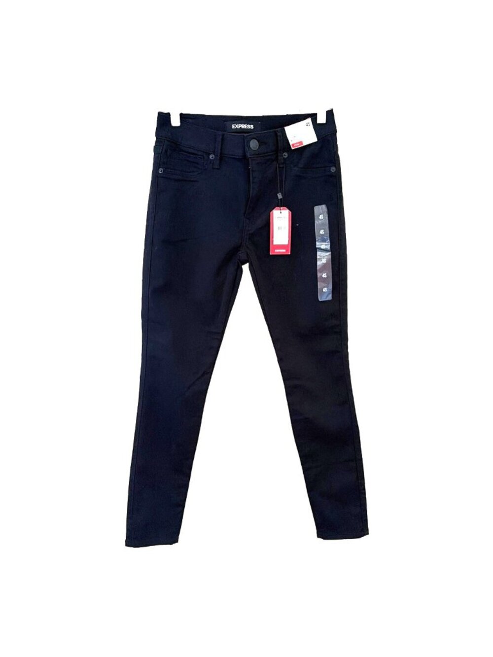 NWT Express Mid Rise Legging Jeans Black Dark Wash Women's Size 4 Short Stretch